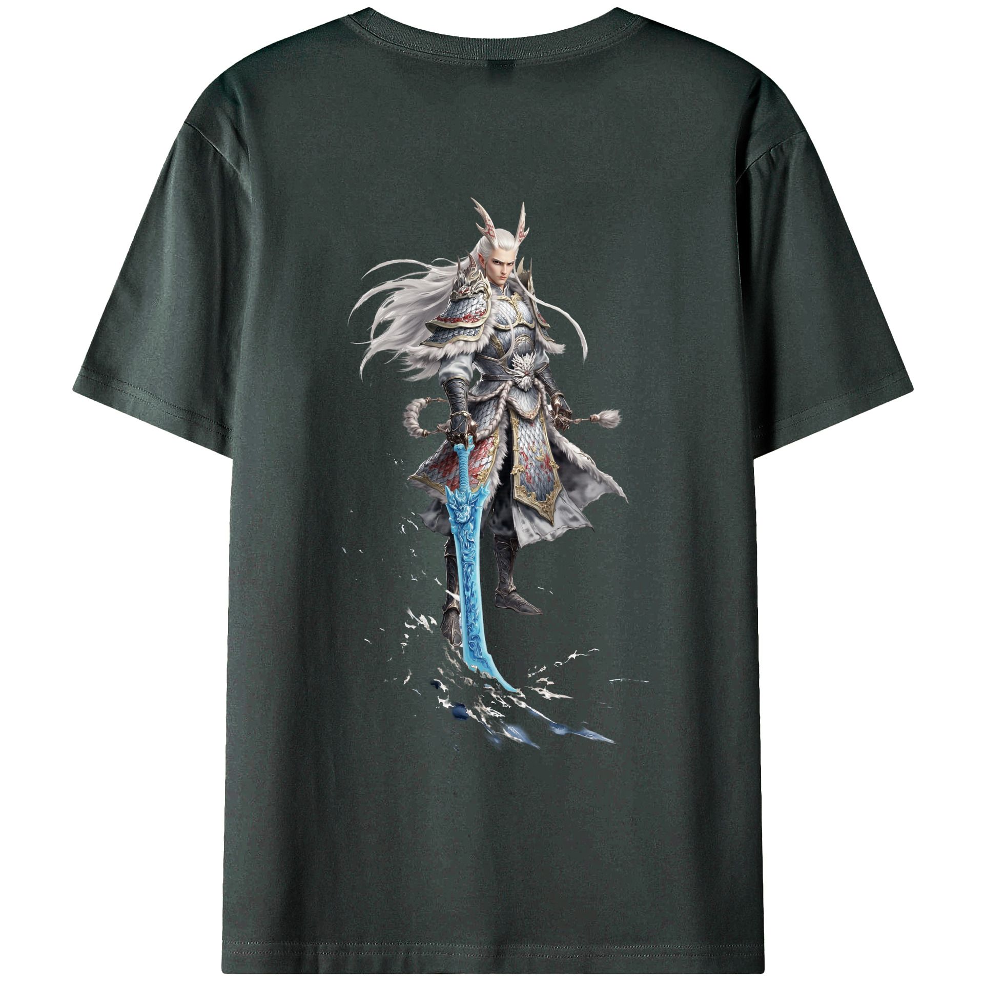 （画像用） Ne Zha 2 ナタ 魔童の大暴れ 綿100％ メンズ半袖Tシャツ（バックプリント） 通気性
